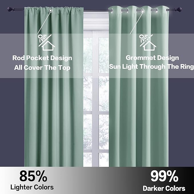RYB HOME Blackout Curtains for Bedroom Living Room Nursery 72 inches Long | - Image 6