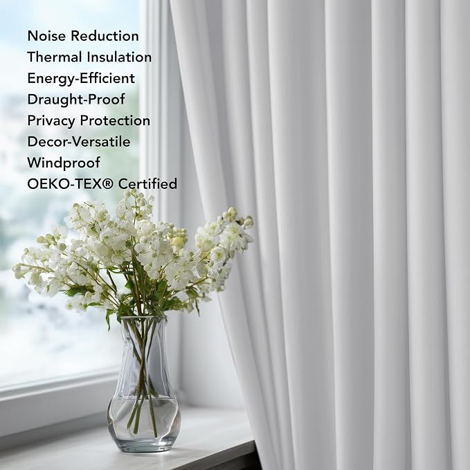 Deconovo Blackout Curtains for Bedroom and Living Room 45 Inches Long | Black - Image 4