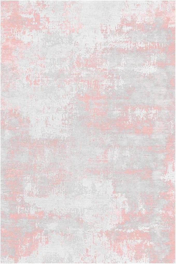 Latte&Fog Washable Entryway 2x3 Pink Area Rug Modern Abstract Kitchen Rug | Low - Image 5