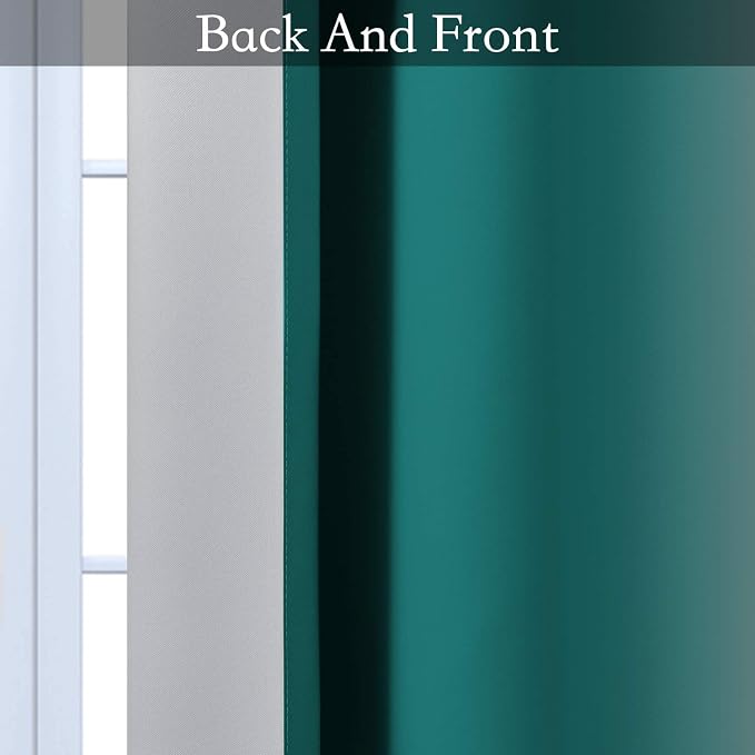 SimpleHome Ombre Teal to Grey White Curtains - Image 6