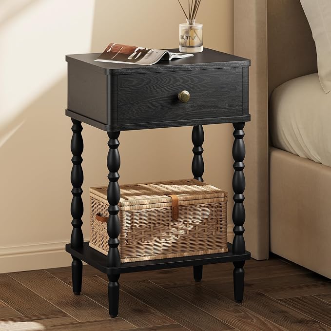 Yoobure Black Nightstand with Drawer - Image 8