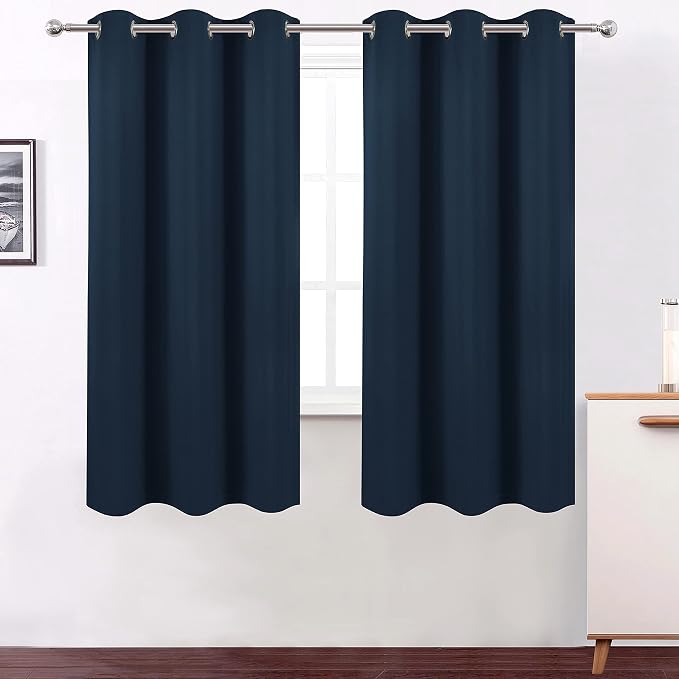 Navy Blue Thermal Blackout Curtains/40 x 72 Inch/Set of 2 Panels Room Darkening - Image 2