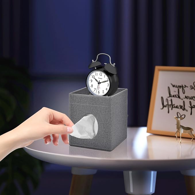 Tissue Box Cover with Storage Tray Square Tissue Box Holder PU Leather Facial - Image 6