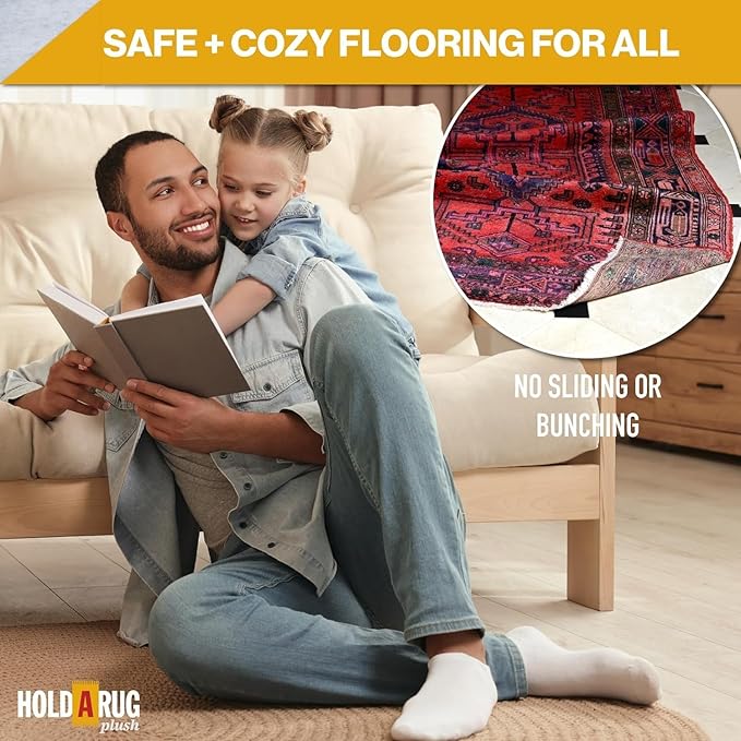 Hold-a-Rug Plush 3' x 16' Nonskid, Nonslip Rug Pad, Reversible Gripper, ¼ Thick, Safe for All Floors and Carpet, Keep Area Rugs Secure