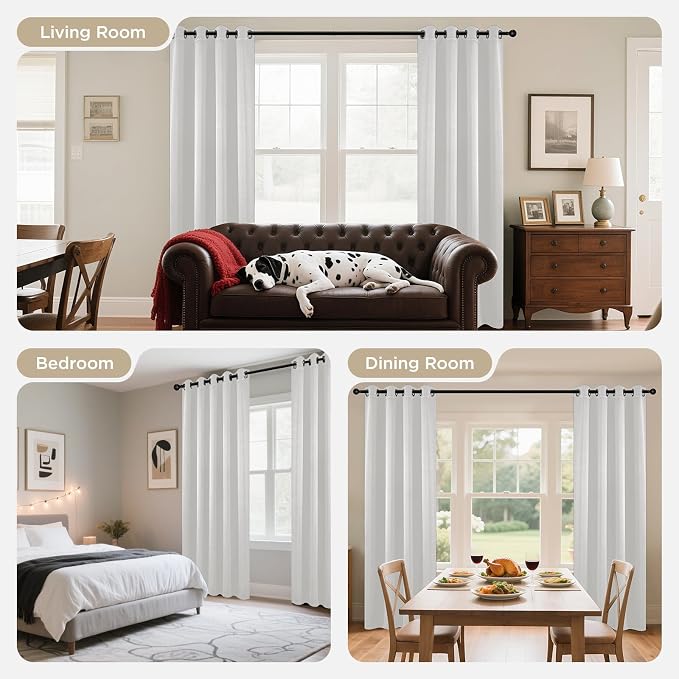 Joydeco White Curtains 72 Inches Long 2 Panels Set, Thermal Insulated Long - Image 8