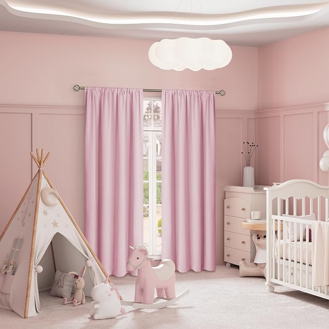 BGment Pink Blackout Curtains for Girls Room 84 Inch Length 2 Panels | Kids - Image 2