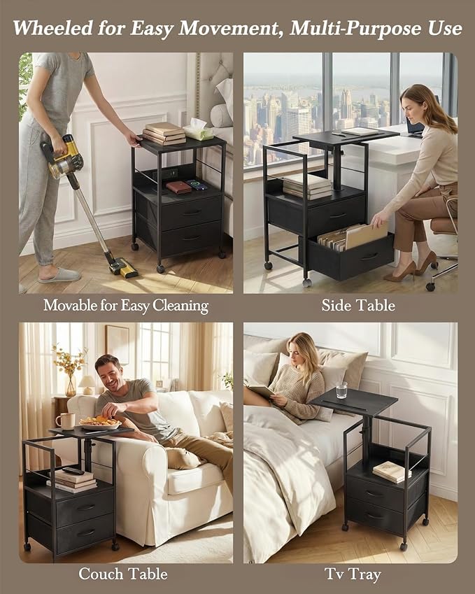 Faesun Swivel Lift Top Nightstand - Image 7