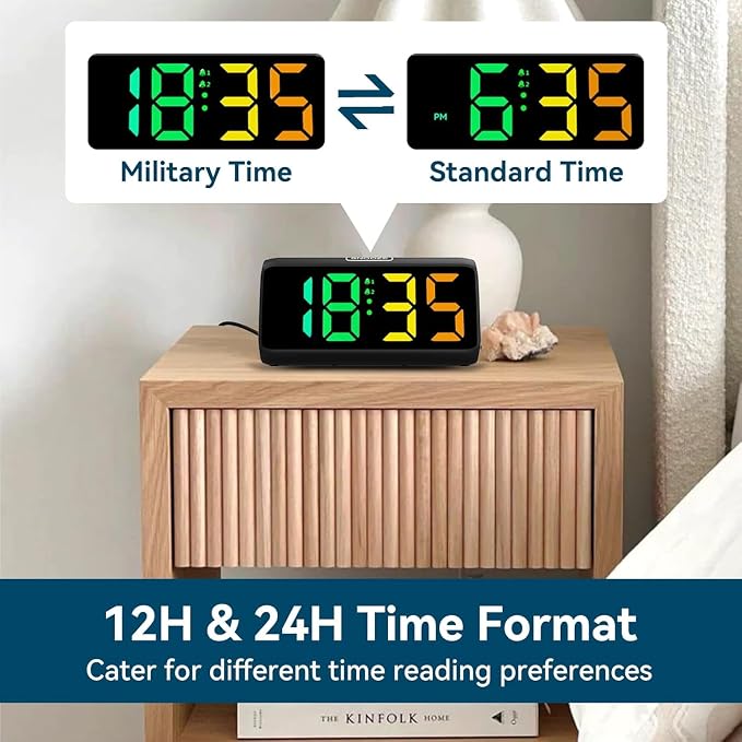 Loud Alarm Clock for Heavy Sleepers, RGB Alarm Clocks for Bedrooms Seniors Kids - Image 7