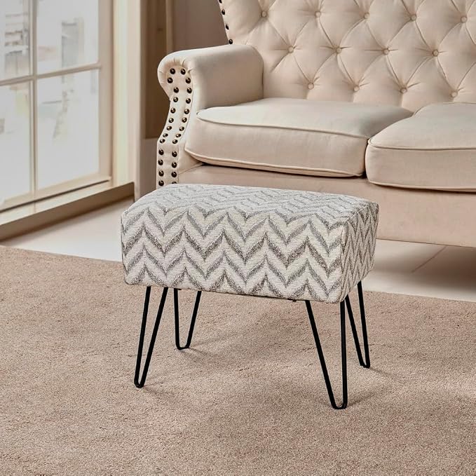 Home Soft Things Jacquard Chenille Ottoman, Arusha - Image 8