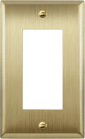 ENERLITES Decorator Switch or Outlet Metal Wall Plate, Stainless Steel Outlet Cover, Corrosion Resistant, Size 1-Gang 4.50" x 2.76", Stainless Steel 201, 7731-BB, Brushed Brass, Gold