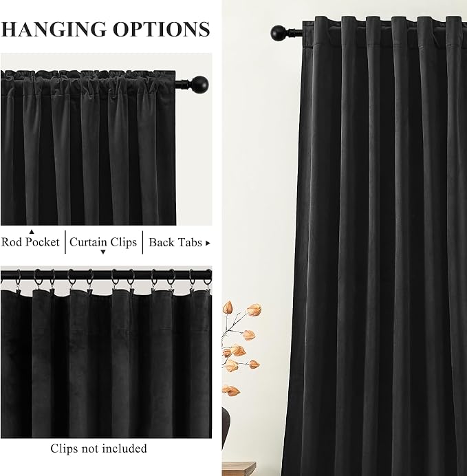 108 Inch Extra Long Blackout Velvet Curtains - Image 3