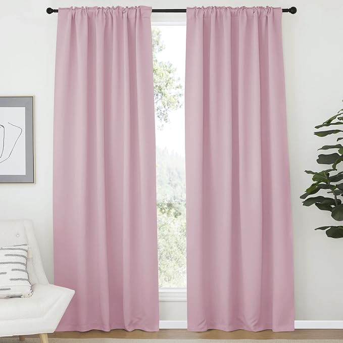 Blackout Curtain Panels for Girls Room Baby Pink 52W 84L 2 Panels Noise - Image 2