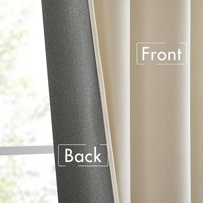 MIULEE Cream Beige Velvet Pinch Pleat Blackout Curtains W52 X L84 Inches | 2 - Image 6
