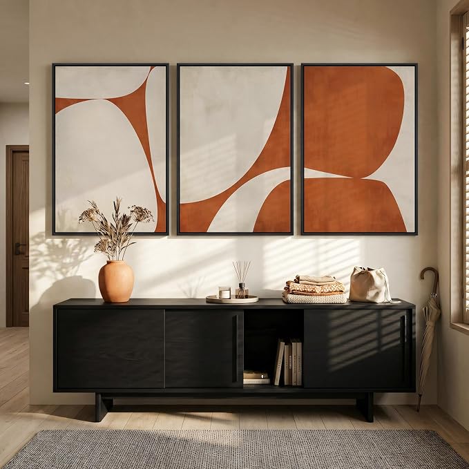 Large Framed Neutral Abstract Wall Art - Image 2