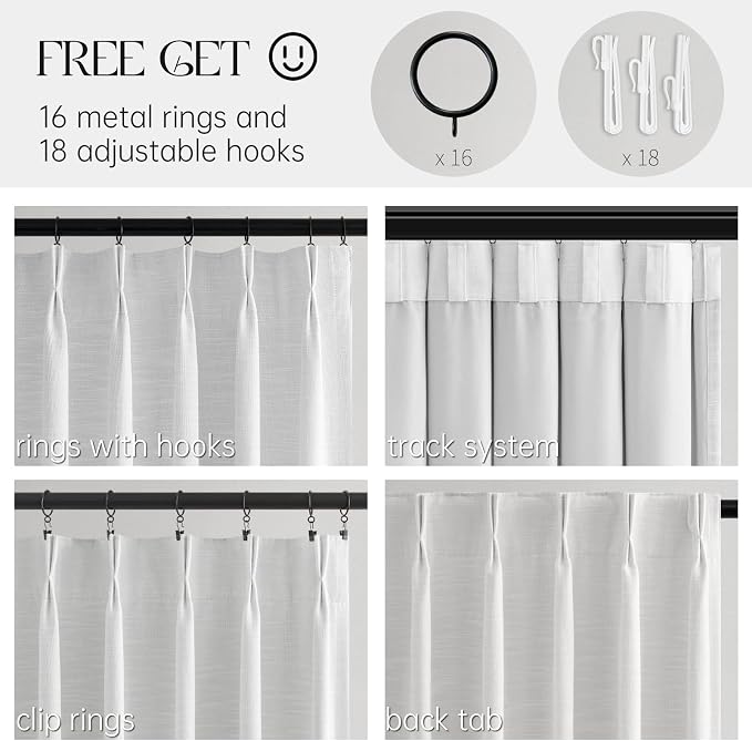 90 Inches Long Blackout White Linen Curtains - Image 2