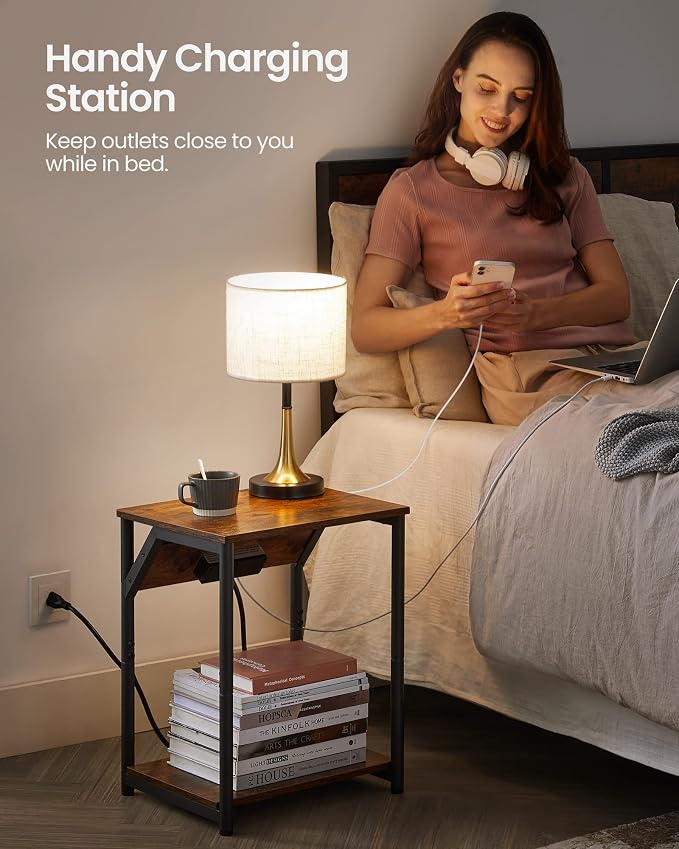 VASAGLE End Table with Charging Station, Small Side Table - Image 6