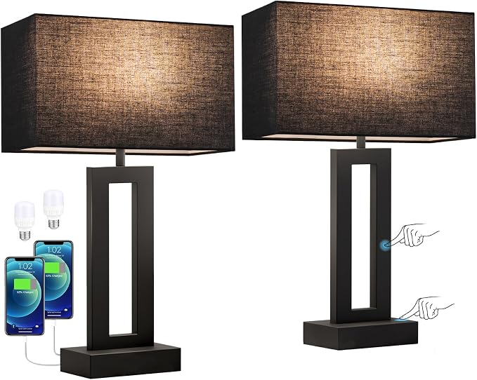 Seealle Nightstand Table Lamps for Bedrooms Set of 2 - Image 7