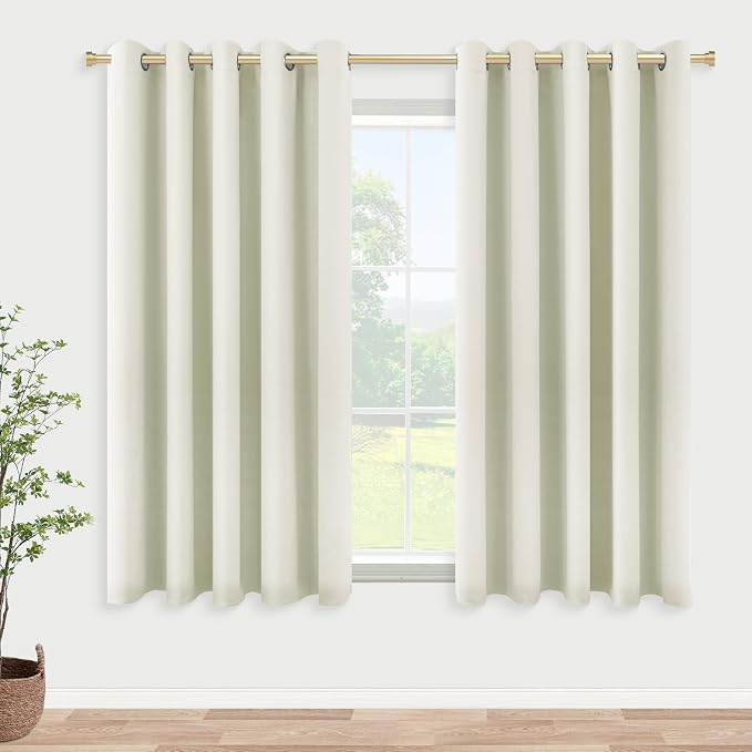 KOUFALL Cream Black Out Curtains 60x54 Inch Long by KOUFALL