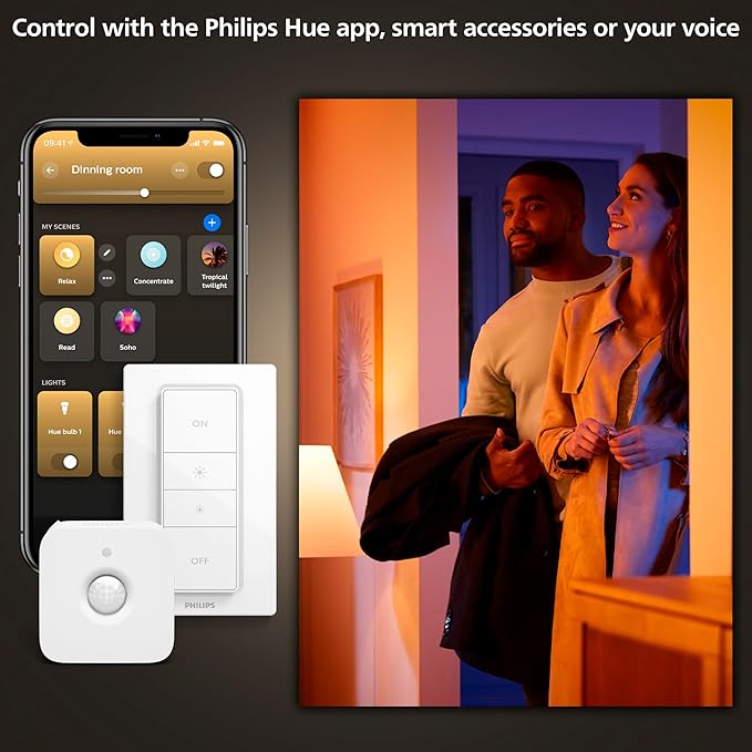 Philips Hue Datura Smart Ceiling Panel (Large Round 2.49 in x 22.60 in) White & Color Light, Bluetooth Compatible, Voice Control with Alexa, Apple Home & Google Assistant†?