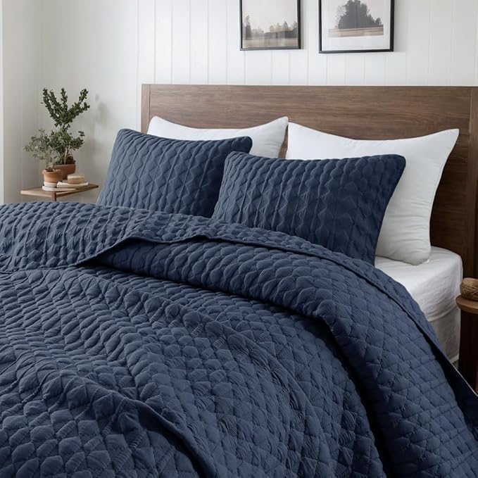 WDCOZY Navy Blue Quilt King Size Bedding Sets by WDCOZY
