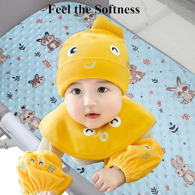 Dot Bassinet Sheet Set 2 Pack Stretch Fitted Cradle Sheets,Ultra Soft,Universal Fit Oval Rectangle Hourglass Pad/Mattress, for Baby Girls and Boys Cream, Rabbit