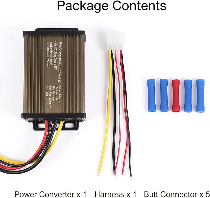 Pro Chaser DC-DC 72V 60V 48V Volt Voltage to 12V Step Down Voltage Reducer Regulator 180W 15A for Scooters & Bicycles Golf cart (20A 240W)