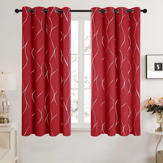 Deconovo Curtains for Living Room, Pattern Blackout Curtains 45 Inches Long | - Image 2