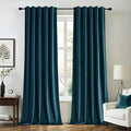 MIULEE Peacock Blue Velvet Curtains 52x72 inches 2 Panels Blackout Curtains | by MIULEE