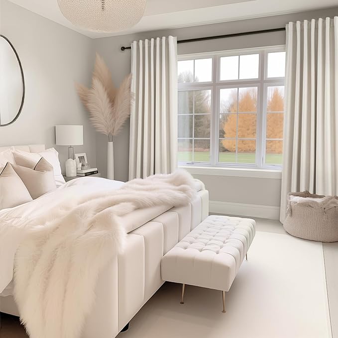 Topfinel 100 Inch Long Black Out Custom Drapery Panels, Cream White Blackout - Image 7