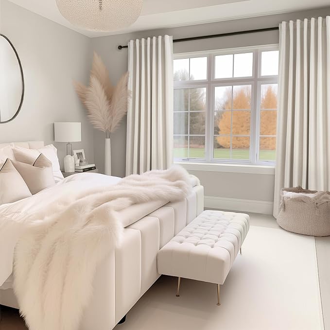 Topfinel Off-white Blackout Cream White Curtains, Sound Proof, Ivory Linen - Image 7