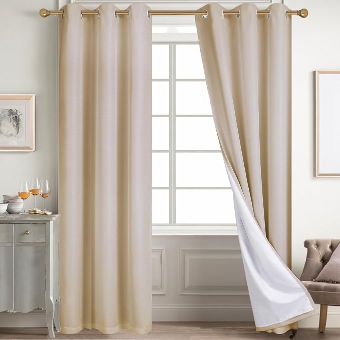 Diraysid 100% Blackout Curtains Beige Linen Curtains by Diraysid%2C+refresh+your+life