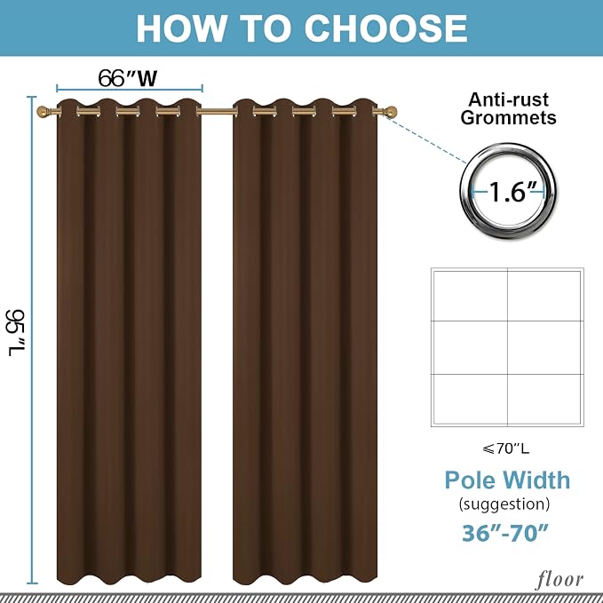 Diraysid Chocolate Brown Grommet Blackout Curtains - Image 5