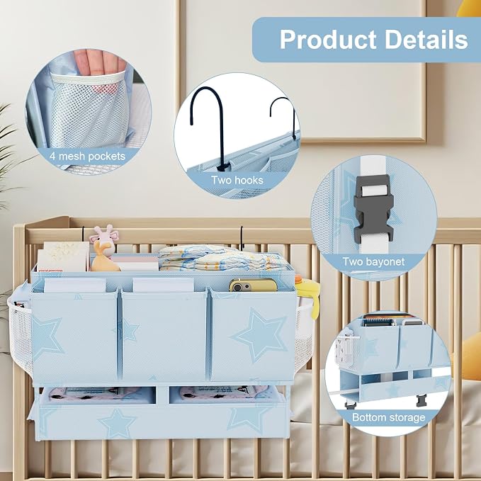 Bedside Caddy Organizer, Dual-Purpose Bedside Storage - Image 6