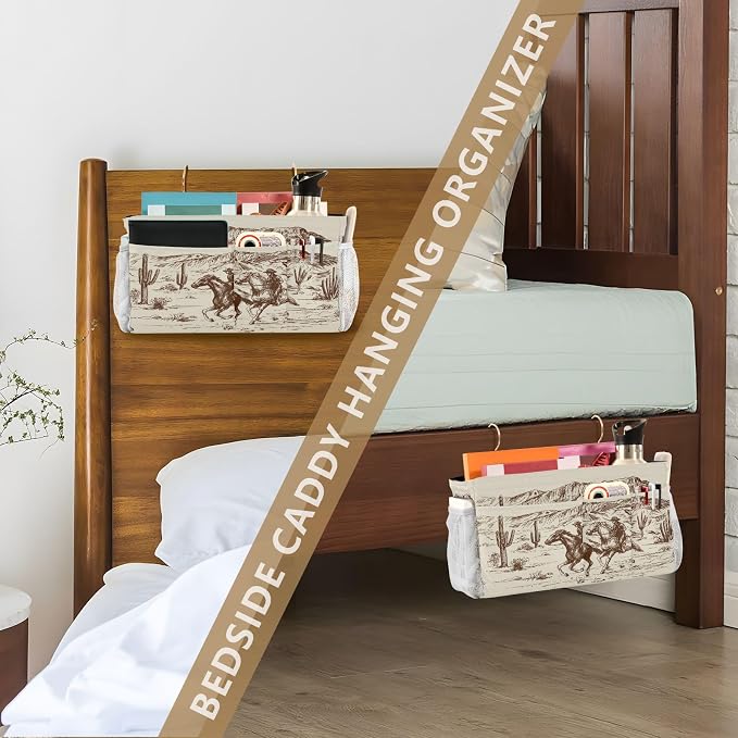 Western Cowboys tag8 Bedside Caddy Storage Bag Bedside Organizer - Image 7