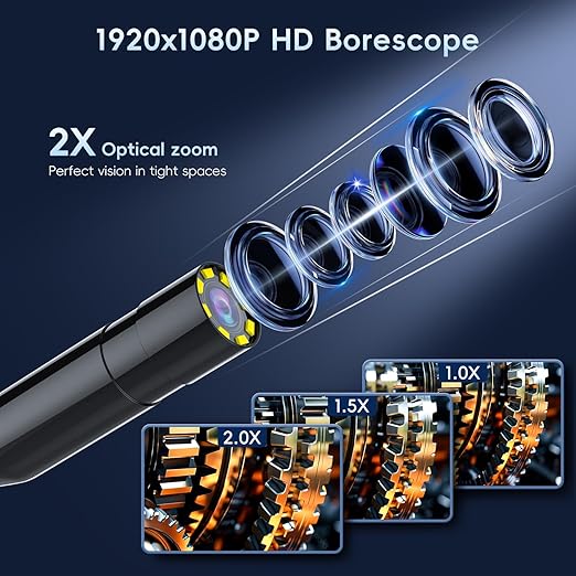 SKYBASIC Industrial Endoscope Borescope Camera with Light, 4.3'' HD Digital Handheld Waterproof Sewer Tools Snake Inspection Camera with 8 LED Lights 32.8FT Semi-Rigid Cable, Cool Gift Gadgets for Men