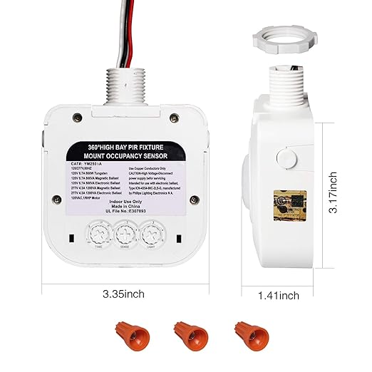 ECOELER Ceiling Occupancy Motion Sensor Switch, High Bay Fixture Mount 360° Ceiling Automatic Light Switch, 120/277VAC, UL, FCC Approved Passive Infrared Sensor