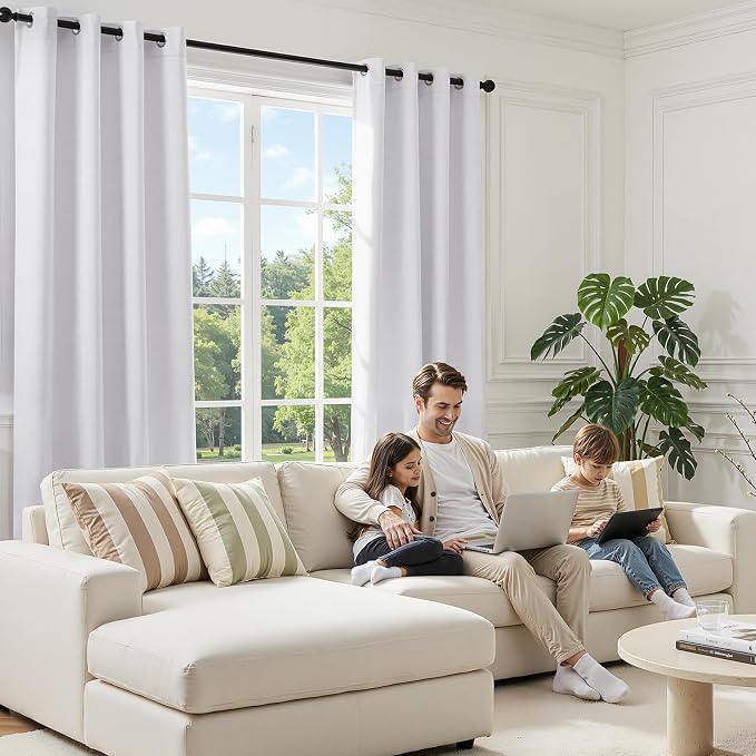 HOMEIDEAS Greyish White Blackout Curtains - Image 2