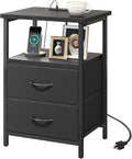 Fixwal Night Stand with Charging Station, 2 Fabric Drawers, 2 AC outlets & 2 by Fixwal