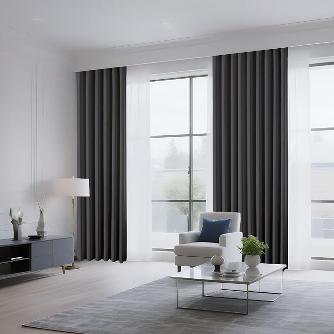 CUCRAF Dark Grey Blackout Curtains 72 inch Length 2 Panels Set, Rod Pocket Room - Image 8
