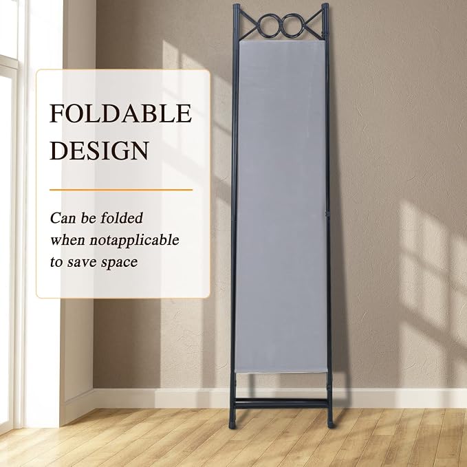 Dopinmin Room Divider, Folding Privacy Screen 4 Panels Wall Divider Grey | - Image 6