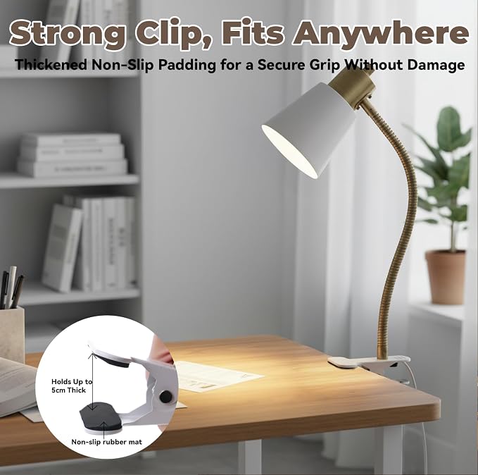 Desk lamp Eye-Caring Table Lamps, 360°Rotation Gooseneck Clip on Lamp Reading - Image 3