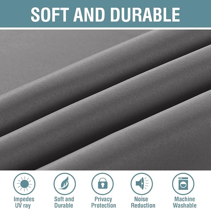 H.VERSAILTEX Ultra Soft and Thick Blackout Bluish Gray Curtains - Image 4