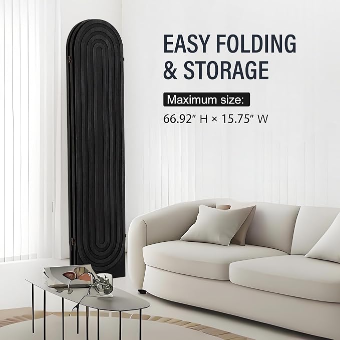 4 Panel Arched Room Divider Screen Folding Privacy Screen, 66.9" H Privacy - Image 7