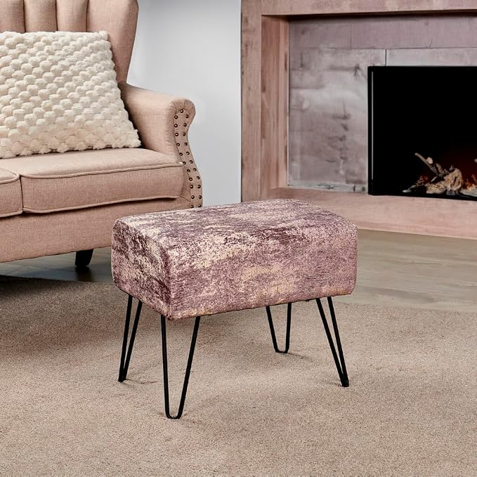 Home Soft Things Jacquard Chenille Ottoman, Kasula-Light Brown, Fuzzy Entry Way - Image 9