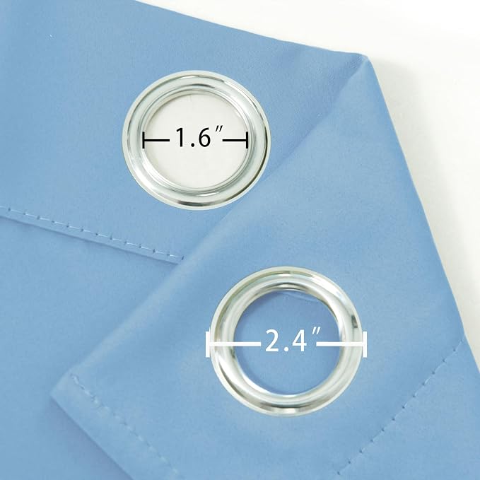 Sky Blue Blackout Curtains 34 x 54 Inch Length/Set of 2 Curtain Panels/Thermal - Image 5