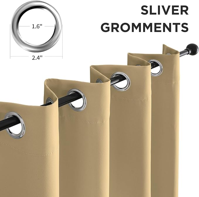 CUCRAF Beige Blackout Curtains 108 Inches Long, Thermal Insulated Noise - Image 2