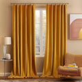 MIULEE Velvet Blackout Curtains 52x90 inches 2 Panels Mustard Yellow | Luxury by MIULEE