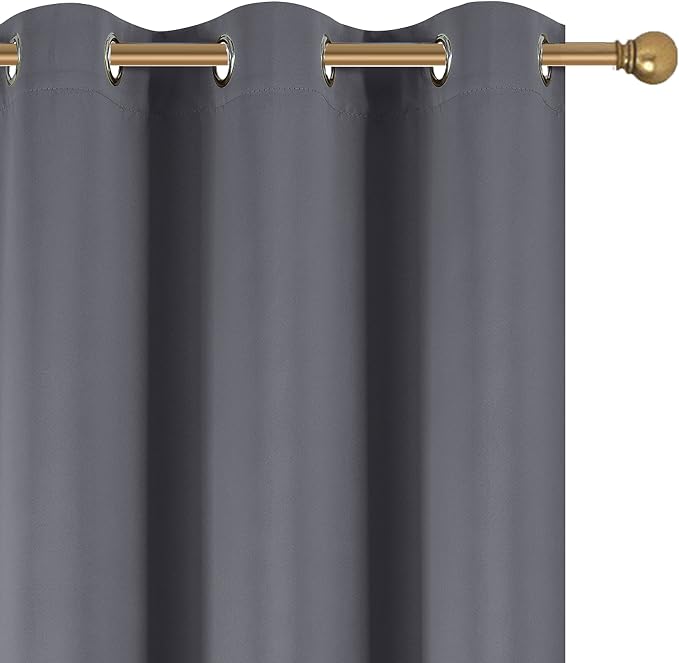 Diraysid Dark Grey Grommet Blackout Curtains - Image 8