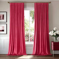 MIULEE Hot Pink Velvet Pinch Pleat Blackout Curtains W52 X L84 Inches | 2 Panels by MIULEE