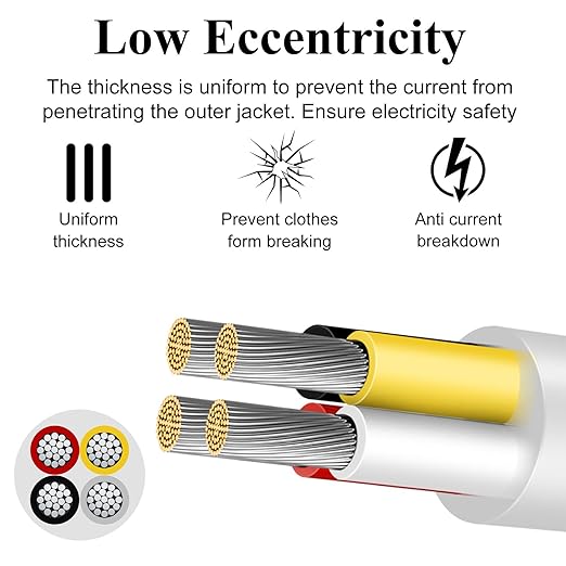 18 Gauge 4 Conductor Electrical Wire, 100FT Low Voltage 18/4 Tinned Copper Stranded 4 Wire Cable, 18 AWG White Flexible Extension Power Cord for Sprinkler, Thermostat, Speaker, Irrigation, Automotive